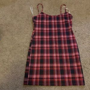 Plaid dress , skin tight , short
